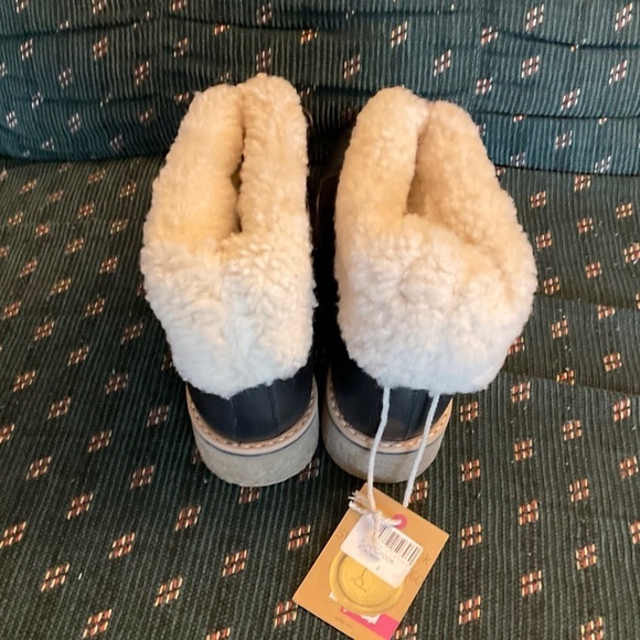 Joules Heybrook Booties Ankle Boots Black Leather Shearling Fold Cuff US 6 NWT - Picture 4 of 7